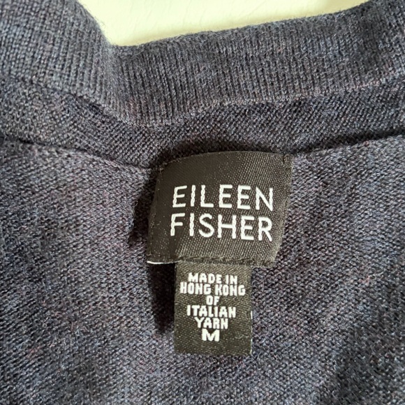 Eileen Fisher Open Front Merino Wool Long Cardigan in Navy Blue size Medium - Picture 13 of 14